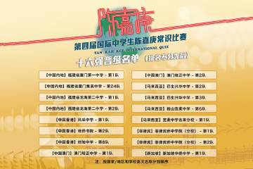 第四屆國際中學生陳嘉庚常識比賽 十六強角逐名單「出爐」 7月13日晉級賽終極對決